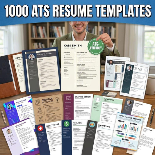 1000+ ATS Resume Templates, Editable Professional CV, HR Approved, Cover Letter, Portfolio, Job Application Kit, Job Seekers, Word [Instant Digital Delivery]