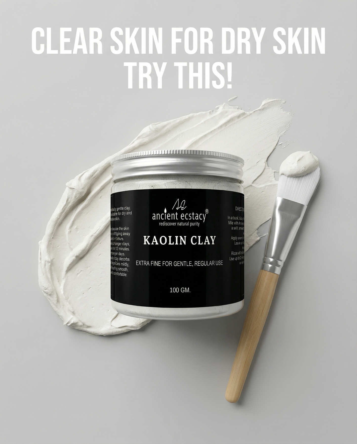 Ancient Ecstasy Ultra-Mild Kaolin Clay - Gentle Cleanser for Sensitive Skin (100g)